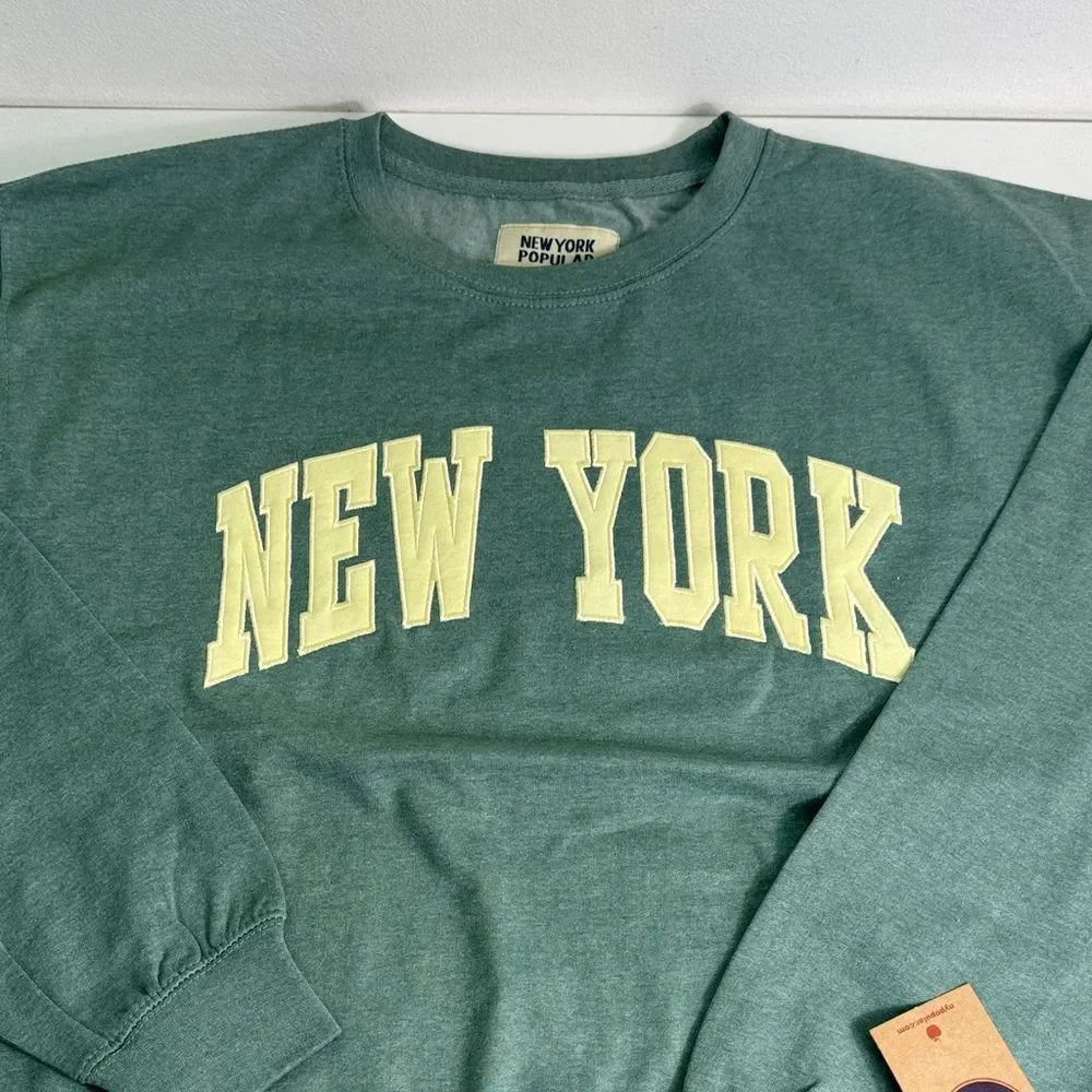New York Green Crewneck Sweatshirt by New York Popular
